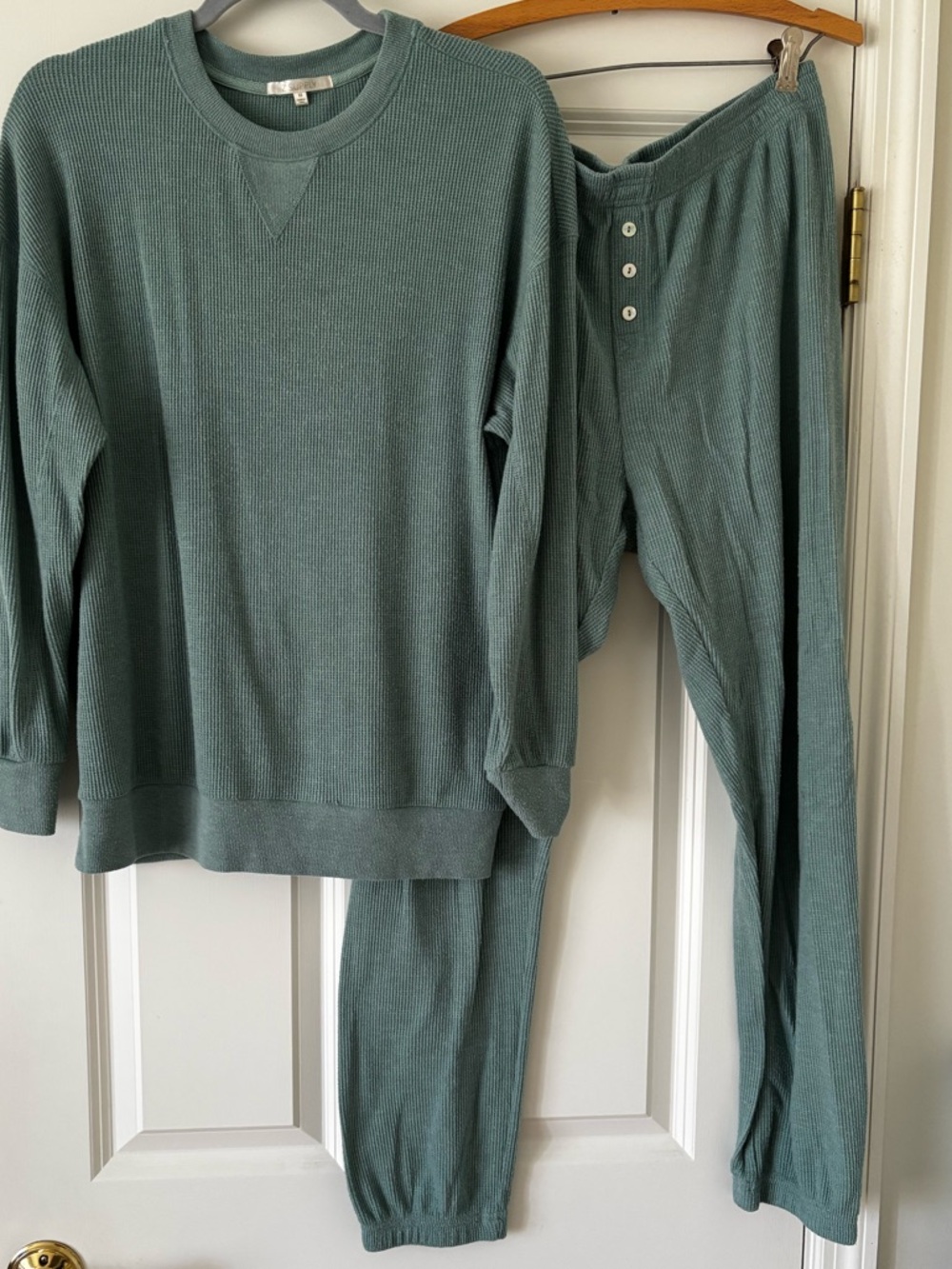 Z Supply Waffle Knit Set in Sage Green